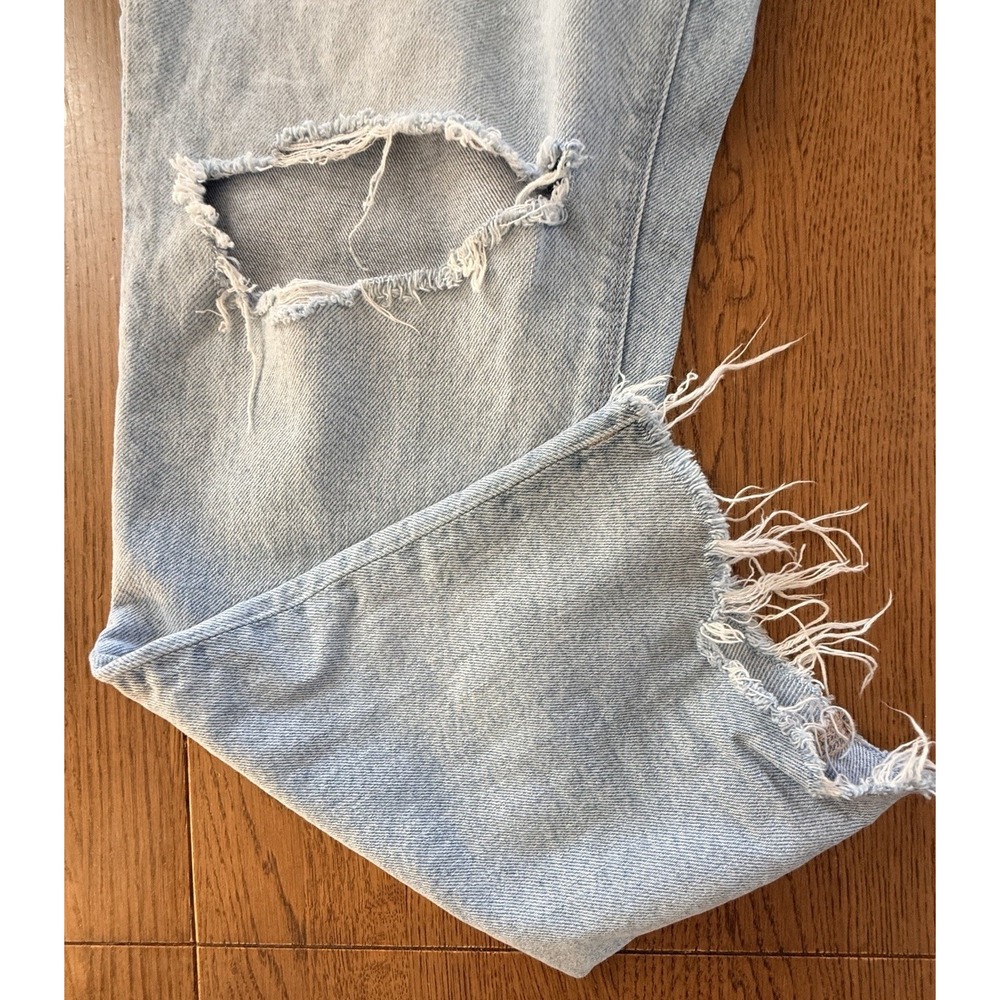 American Eagle Jeans Womens 8 Blue Strigid Distressed High Rise Raw Hem Denim - Picture 3 of 9